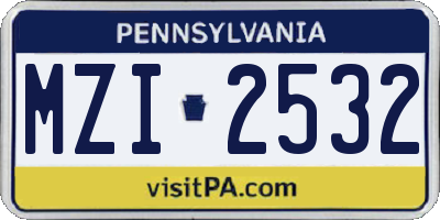 PA license plate MZI2532