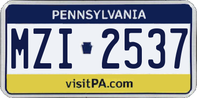 PA license plate MZI2537