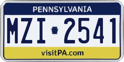PA license plate MZI2541