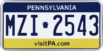 PA license plate MZI2543