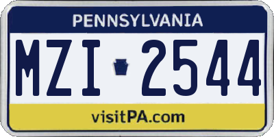PA license plate MZI2544
