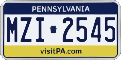 PA license plate MZI2545