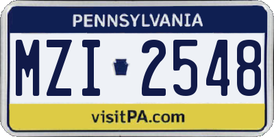 PA license plate MZI2548