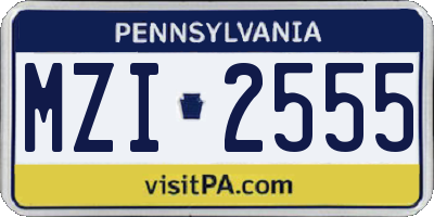 PA license plate MZI2555