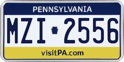 PA license plate MZI2556