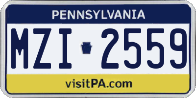 PA license plate MZI2559