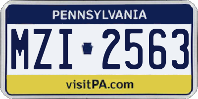 PA license plate MZI2563