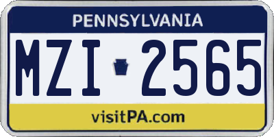 PA license plate MZI2565