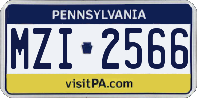 PA license plate MZI2566