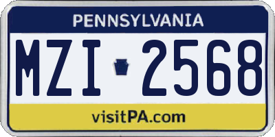 PA license plate MZI2568