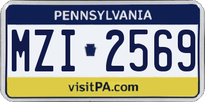 PA license plate MZI2569