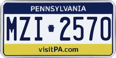 PA license plate MZI2570