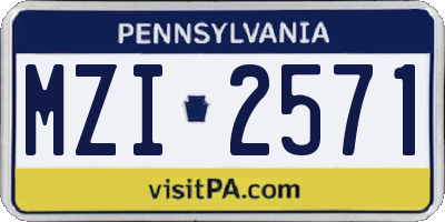 PA license plate MZI2571