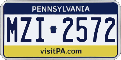 PA license plate MZI2572
