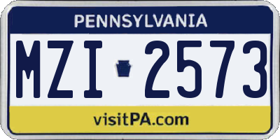 PA license plate MZI2573