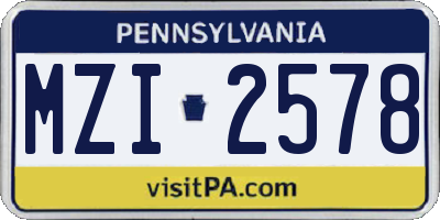 PA license plate MZI2578