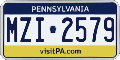 PA license plate MZI2579