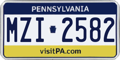 PA license plate MZI2582