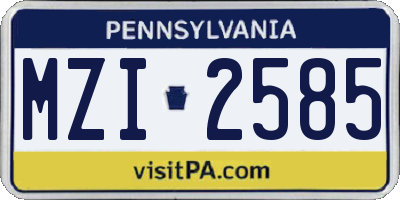 PA license plate MZI2585