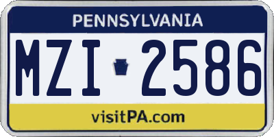 PA license plate MZI2586