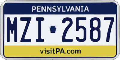 PA license plate MZI2587