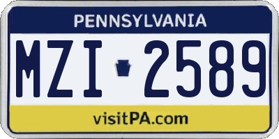 PA license plate MZI2589