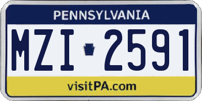 PA license plate MZI2591