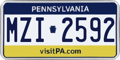 PA license plate MZI2592