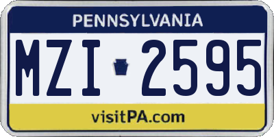 PA license plate MZI2595