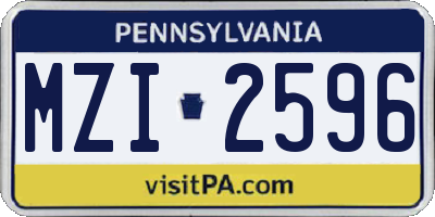 PA license plate MZI2596