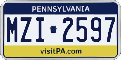 PA license plate MZI2597