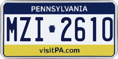 PA license plate MZI2610