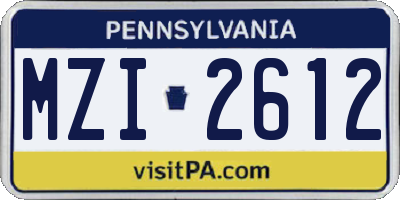 PA license plate MZI2612