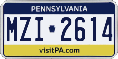 PA license plate MZI2614