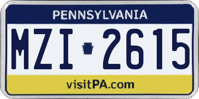 PA license plate MZI2615