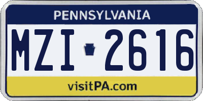 PA license plate MZI2616