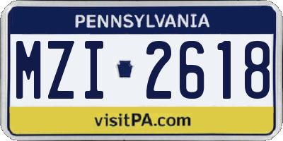 PA license plate MZI2618