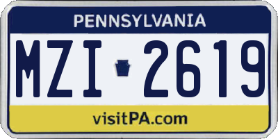 PA license plate MZI2619