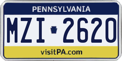 PA license plate MZI2620