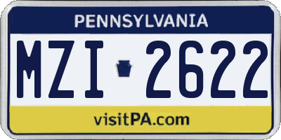 PA license plate MZI2622
