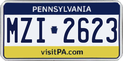 PA license plate MZI2623