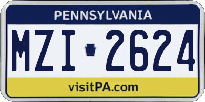 PA license plate MZI2624