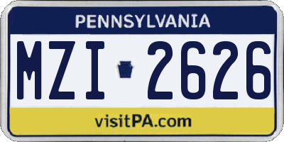 PA license plate MZI2626