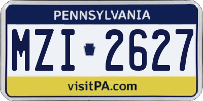 PA license plate MZI2627