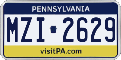 PA license plate MZI2629