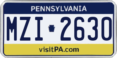 PA license plate MZI2630
