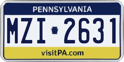 PA license plate MZI2631