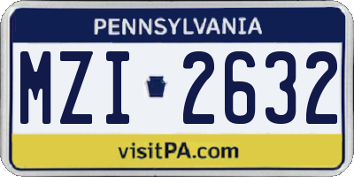PA license plate MZI2632