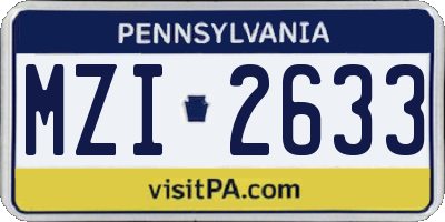 PA license plate MZI2633