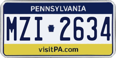 PA license plate MZI2634
